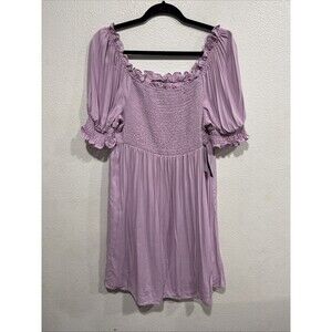 As U Wish sz XL stretchy top, puff sleeves bottom sun dress Purple NWT
